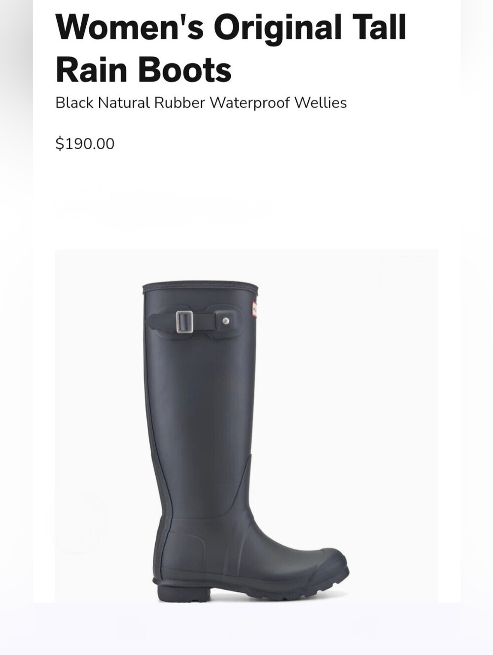 Hunter Women's Original Tall Rain Boots - Black Sz 7. Farmhouse Old Money
